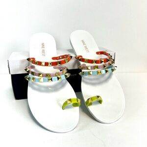 NIB • Nine West • Women’s Cartee 3 Jelly Studded Sandal • Multi  Colors• Size 8